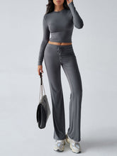 Load image into Gallery viewer, Devine Round Neck Long Sleeve Top and Drawstring Pants Set