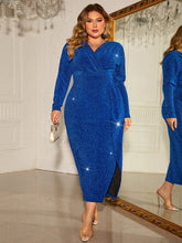 Load image into Gallery viewer, Honey Plus Size Surplice Neck Slit Dress