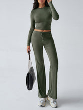 Load image into Gallery viewer, Devine Round Neck Long Sleeve Top and Drawstring Pants Set