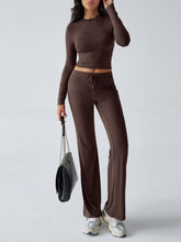 Load image into Gallery viewer, Devine Round Neck Long Sleeve Top and Drawstring Pants Set