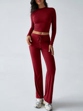 Load image into Gallery viewer, Devine Round Neck Long Sleeve Top and Drawstring Pants Set