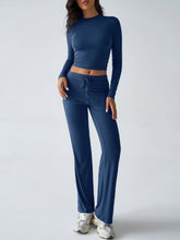 Load image into Gallery viewer, Devine Round Neck Long Sleeve Top and Drawstring Pants Set