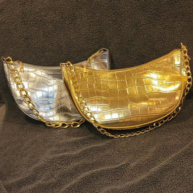 Croc Embossed Silver or Gold Purse